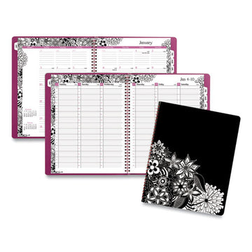 Cambridge® Floradoodle Weekly-monthly Professional Planner, Adult Coloring Artwork, 11 X 8.5, B-w Cover, 13-month (jan-jan): 2022-2023 freeshipping - TVN Wholesale